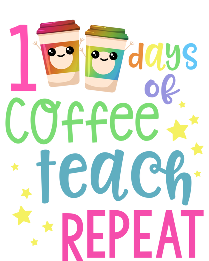 100 Days Of Coffee Teach Repeatfunny Gift 100th Day Of School Teacher Gift Full-Length Apron With Pockets