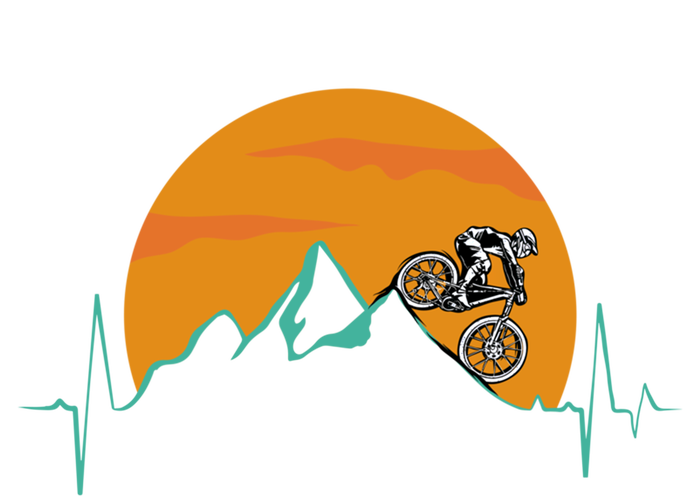 Sunset Biker Downhill Mtb Biking Mountain Bike Heartbeat Meaningful Gift T-Shirt