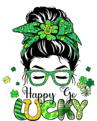 Happy Go Lucky Messy Bun Shamrock St Patricks Day Women Girl Large Microfiber Waffle Golf Towel