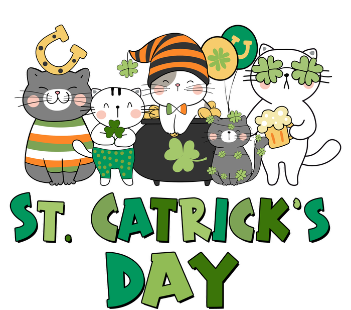 Funny St Catrick's Day St Patrick's Day Cats Tie-Dye T-Shirt