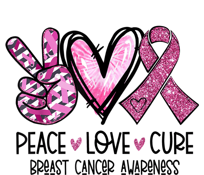 Peace Love Cure Pink Ribbon Cancer Breast Awareness  V-Neck T-Shirt