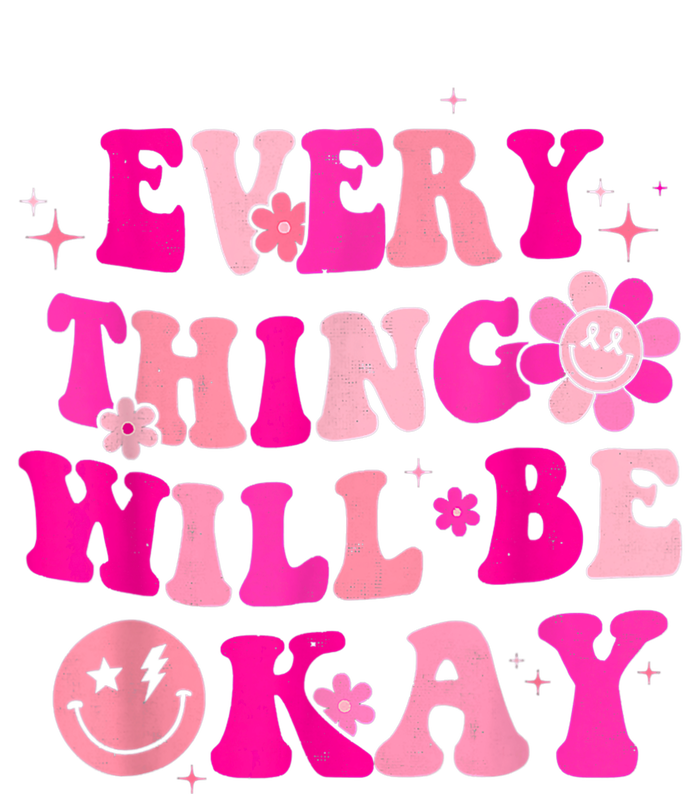 Everything Will Be Okay Breast Cancer Awareness  Pink Retro Baby Bodysuit