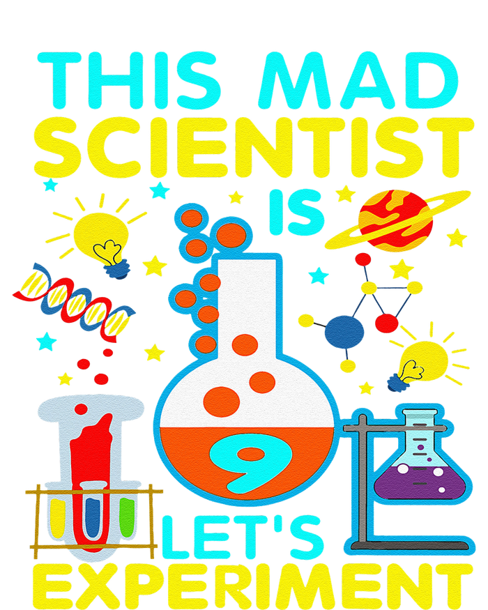 9th Birthday Gift This Mad Scientist Is 9 Let's Experiment Cooling Performance Crew T-Shirt