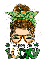 Happy Go Lucky Shamrock Messy Bun St Patrick's Day Gift T-Shirt