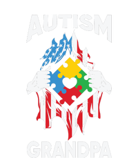 Autism Grandpa American Flag Autism Awareness Puzzle Grommeted Golf Towel