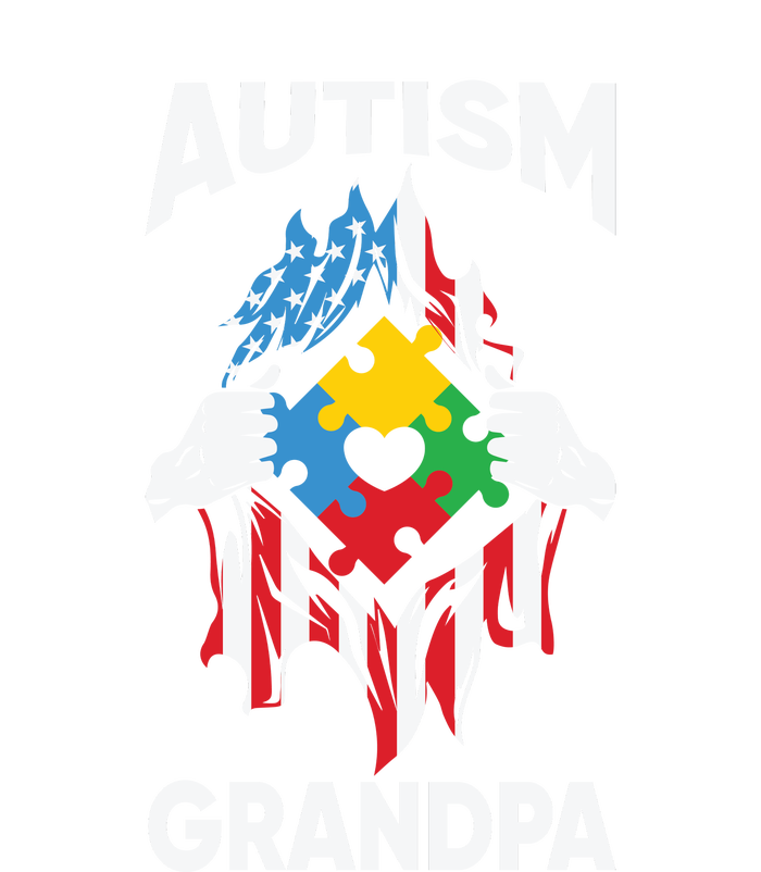 Autism Grandpa American Flag Autism Awareness Puzzle Grommeted Golf Towel