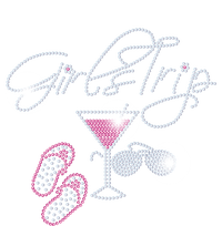 Girls Trip Martini Flip Flops Rhinestone Bling Mom Birthday Cool Gift Women's V-Neck T-Shirt