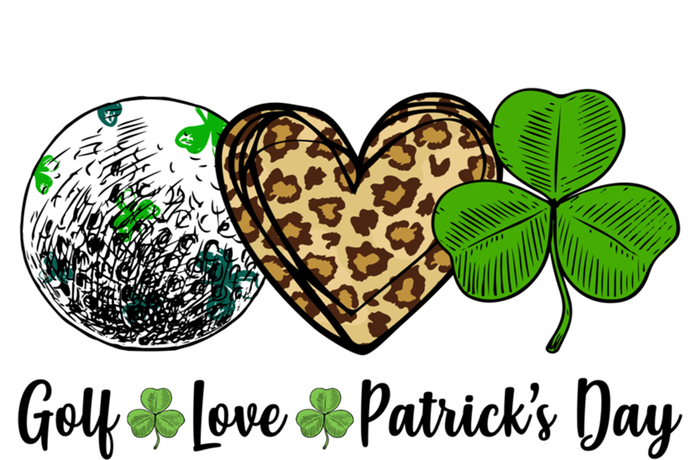 Golf Love Leopard Heart Shamrock St Patrick's Day Funny Gift Kids T-Shirt