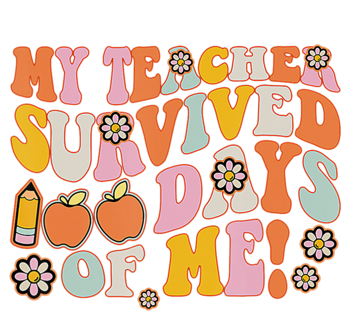 Groovy My Teacher Survived 100 Days Of Me Funny 100th Day Meaningful Gift Tie-Dye Long Sleeve Shirt