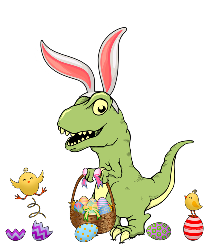 Cute Dinosaur With Easter Basket And Bunny Ears Easter Gift T-Shirt