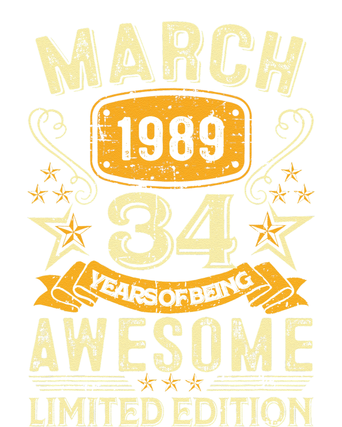 34 Year Old Awesome Since March 1989 34th Birthday Gifts Premium T-Shirt