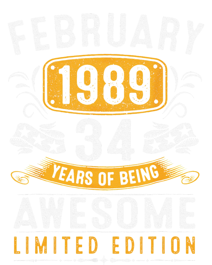 34 Years Old Gifts Vintage February 1989 34th Birthday T-Shirt