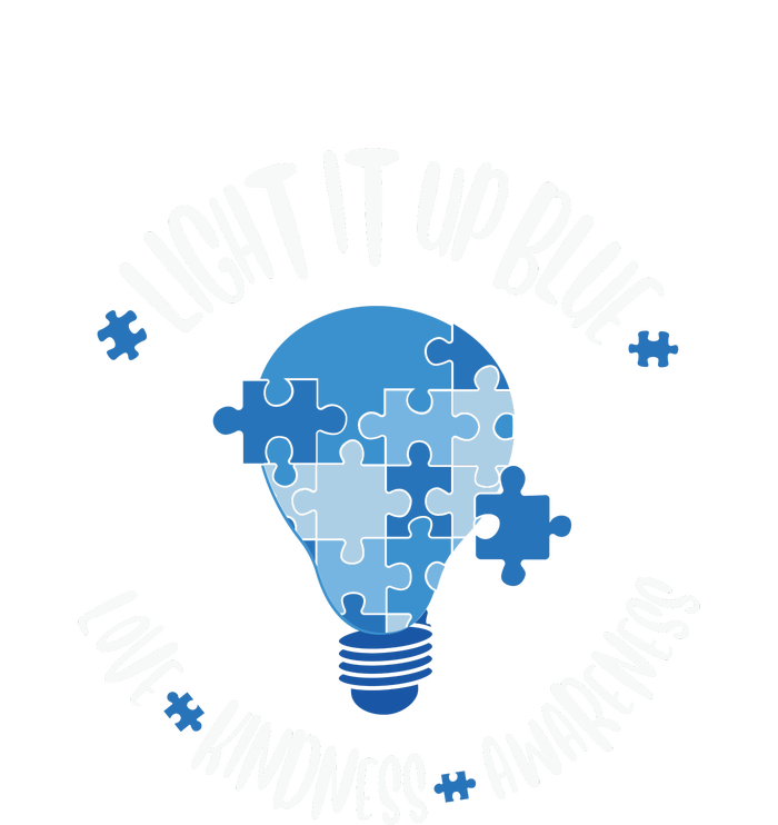 Light It Up Blue Love Kindness Awareness Puzzle Autism Awareness Month Full Zip Hoodie