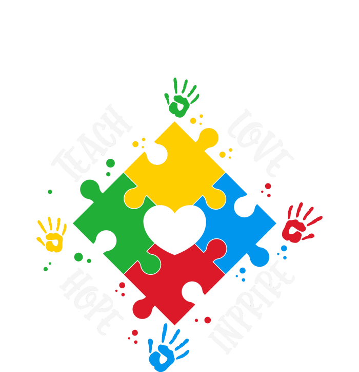 Teach Hope Love Inspire Puzzle Autism Awareness Mother's Day T-Shirt