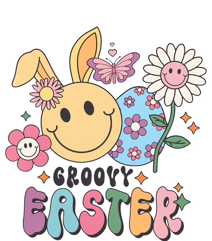 Groovy Easter Smile Flower Bunny Smiling Face Easter Day Gift Idea Adult ChromaSoft Performance T-Shirt