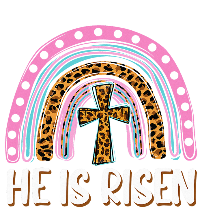 He Is Risen Leopard Rainbow Christian Jesus Happy Easter Day Yupoong Adult 5-Panel Trucker Hat