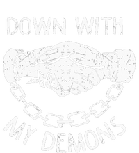 Down With My Demons Deal Handshake Aesthetic Humour Goth V-Neck T-Shirt