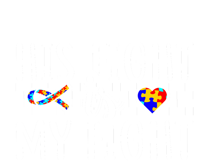 His Fight Is My Fight Autism Awareness Month Ribbon Puzzle Cropped Pullover Crew