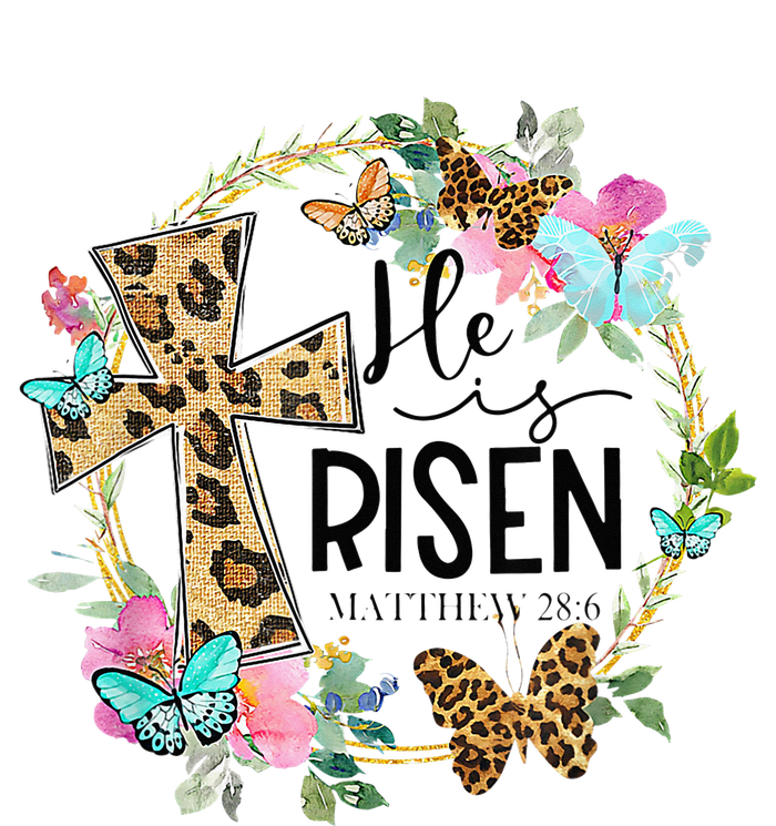 He Is Risen Jesus Christian Leopard Easter Day Floral Wreath T-Shirt