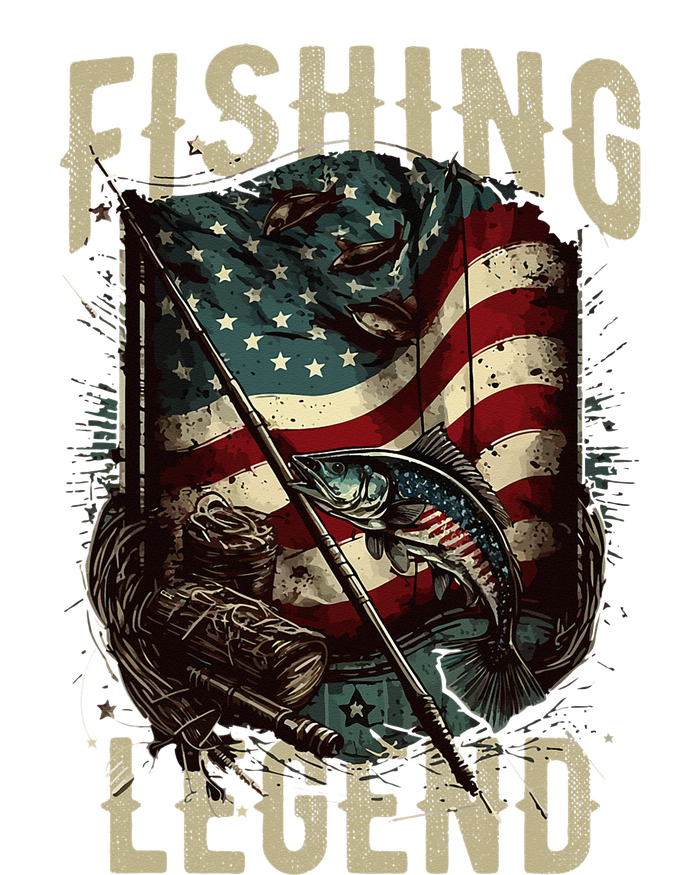 Distressed Vintage USA Flag Quote Fishing Legend Women's Racerback Cropped Tank