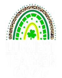 Luckiest Teacher Ever School Leopard Rainbow St Patricks Day Gift Stripe Pom Pom Beanie