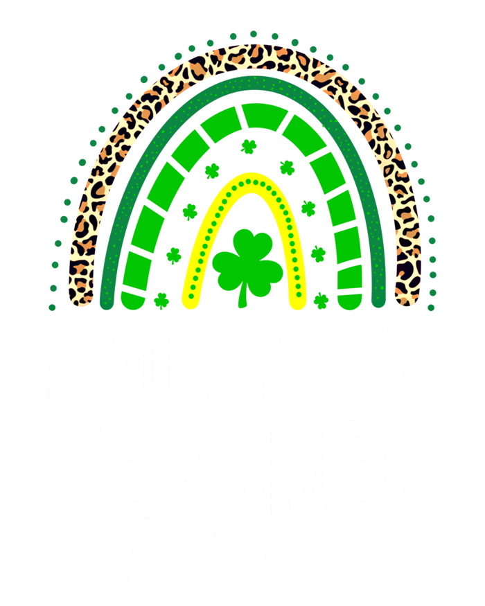 Luckiest Teacher Ever School Leopard Rainbow St Patricks Day Gift Stripe Pom Pom Beanie