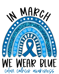 Rainbow In March We Wear Blue Ribbon Colon Cancer Awareness Cute Gift Women's Tri-Blend 3/4-Sleeve Raglan Shirt