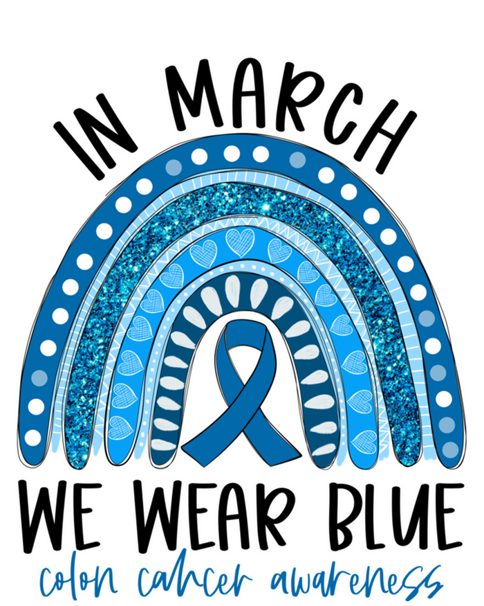 Rainbow In March We Wear Blue Ribbon Colon Cancer Awareness Cute Gift Women's Tri-Blend 3/4-Sleeve Raglan Shirt