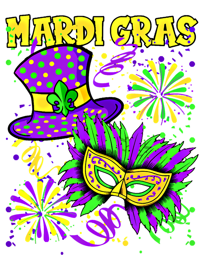 Mardi Gras Top Hat And Mask Fireworks New Orleans Carnival Gift T-Shirt