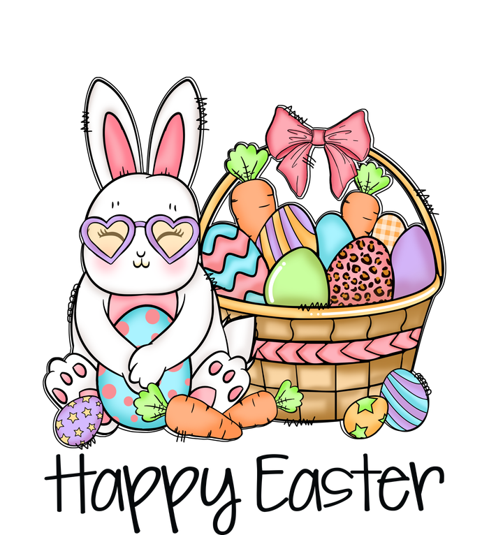 Happy Easter Egg Basket Bunny Ears Easter Day Women's T-Shirt