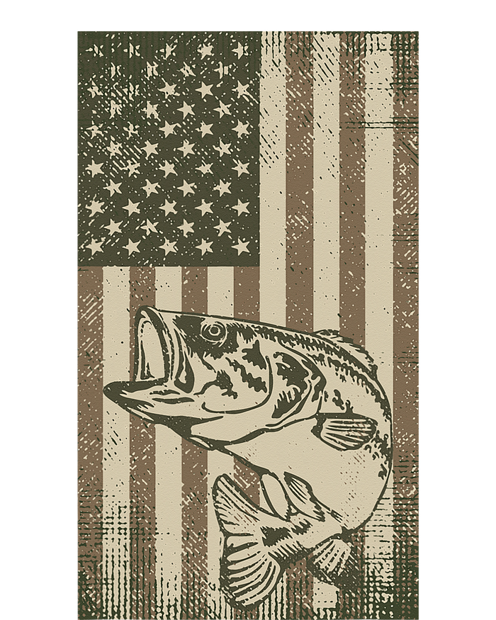 Vintage Outdoor Big Bass Fish Camouflage USA Fisherman Flag T-Shirt