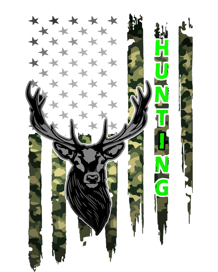 Patriotic Whitetail Buck Deer Hunting American Camouflage T-Shirt