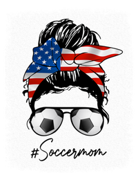 Soccer Mom Gift American Flag Messy Bun Soccer Mom Gift T-Shirt