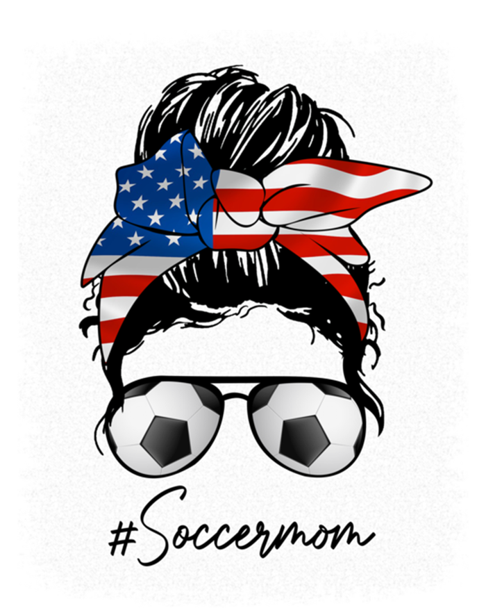 Soccer Mom Gift American Flag Messy Bun Soccer Mom Gift T-Shirt