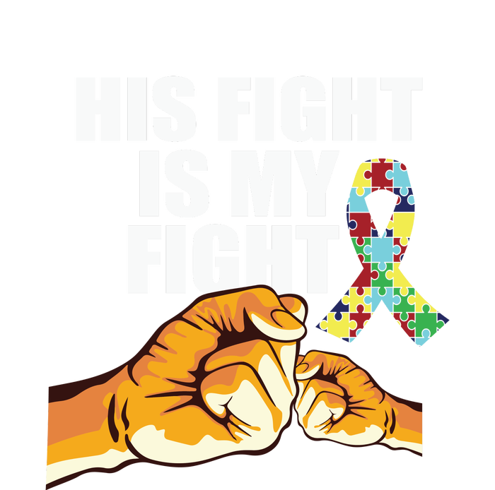 His Fight Is My Fight Autism Awareness Day Ribbon Puzzle T-Shirt