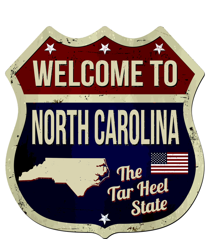 North Carolina Vintage Metal Road Sign Logo Women's Tri-Blend 3/4-Sleeve Raglan Shirt