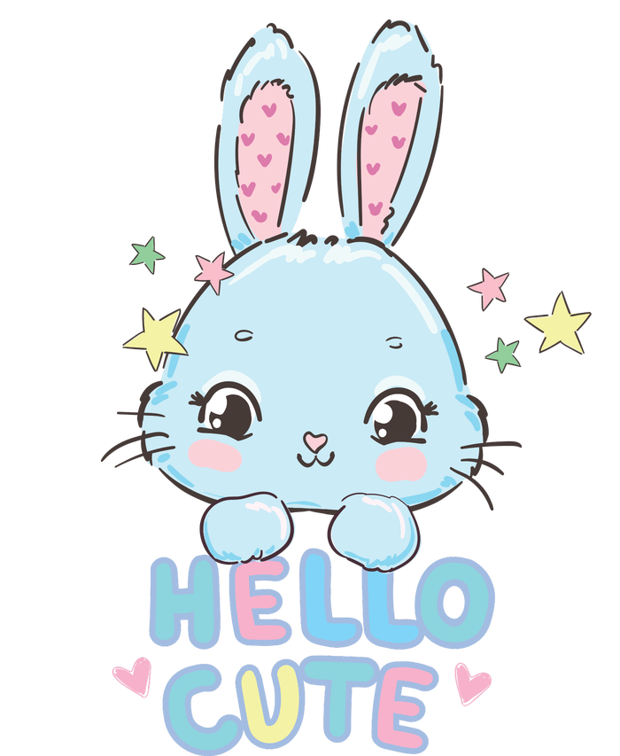 Hello Cute Bunny Blue Pink Girly Rabbit Childrens Women's Perfect Tri Rocker Tank