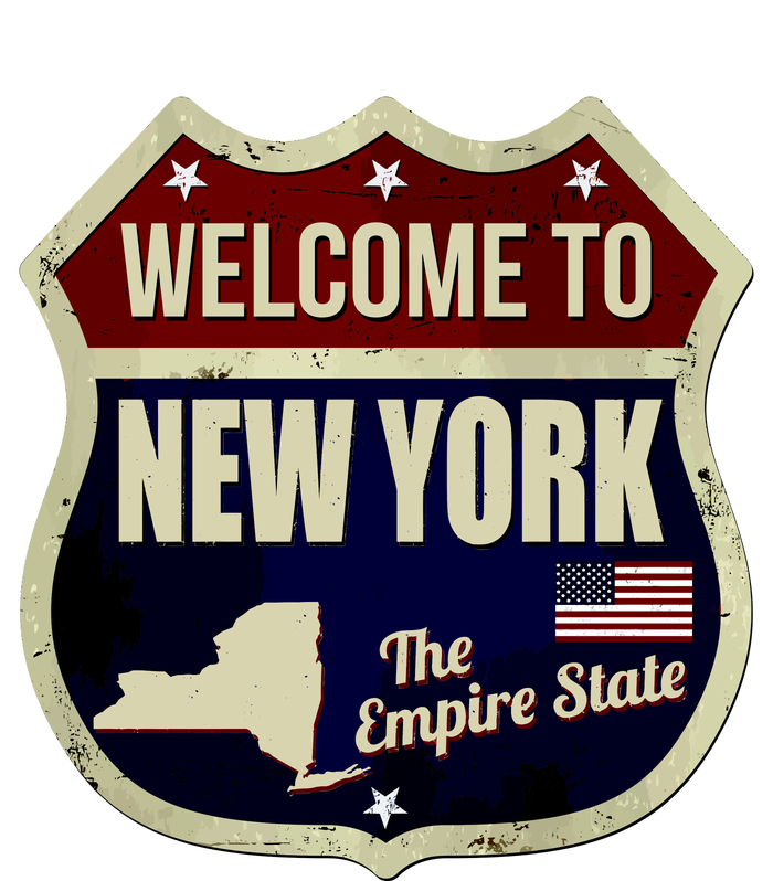 New York Vintage Metal Road Sign Logo T-Shirt