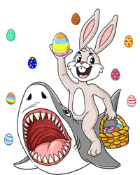 Easter Bunny Riding Shark Funny Eggs Basket Boy Girl T-Shirt