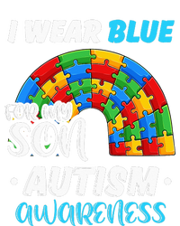 rainbow puzzle Autism I Wear Blue For Son Autism Awareness Women's Racerback Cropped Tank