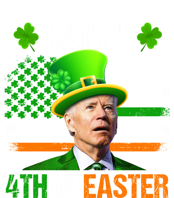 Happy 4th Of Easter Joe Biden St Patricks Day Leprechaun American Flag T-Shirt