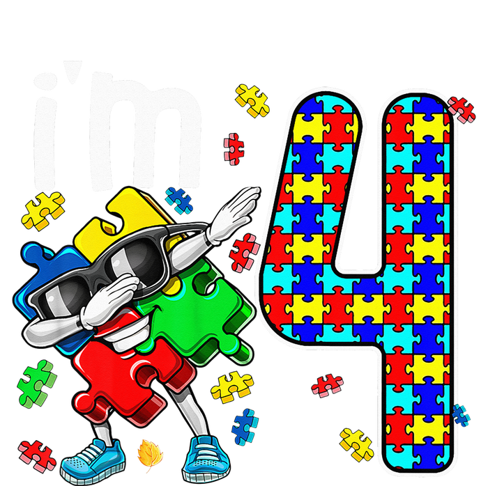 4th Birthday Autism Awareness Puzzle Piece Dabbing Women's Strappy Tank