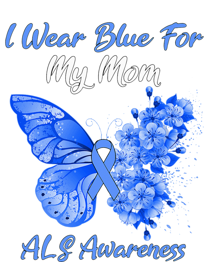 Butterfly I Wear Blue For My Mom ALS Awareness Metallic Star Ornament