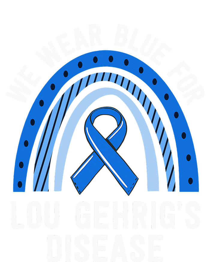 We Wear Blue Lou Gehrig's Disease Awareness ALS Family Striped Beanie with Solid Band