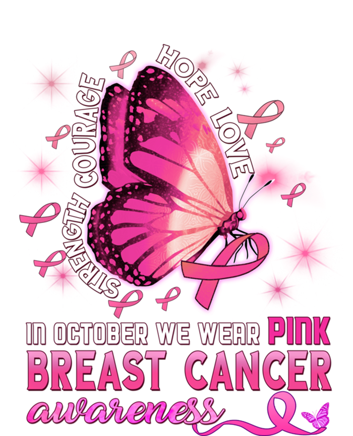 Breast Cancer Awareness In October Wear Pink Butterfly Gift Button