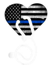 American Flag Heart with Police Thin Blue Line Nurse RN LVN High Crown Mesh Back Trucker Hat