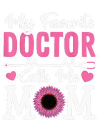 My Favorite Doctor Calls Me Mom Funny Doctor Mother's Day Striped Beanie with Solid Band