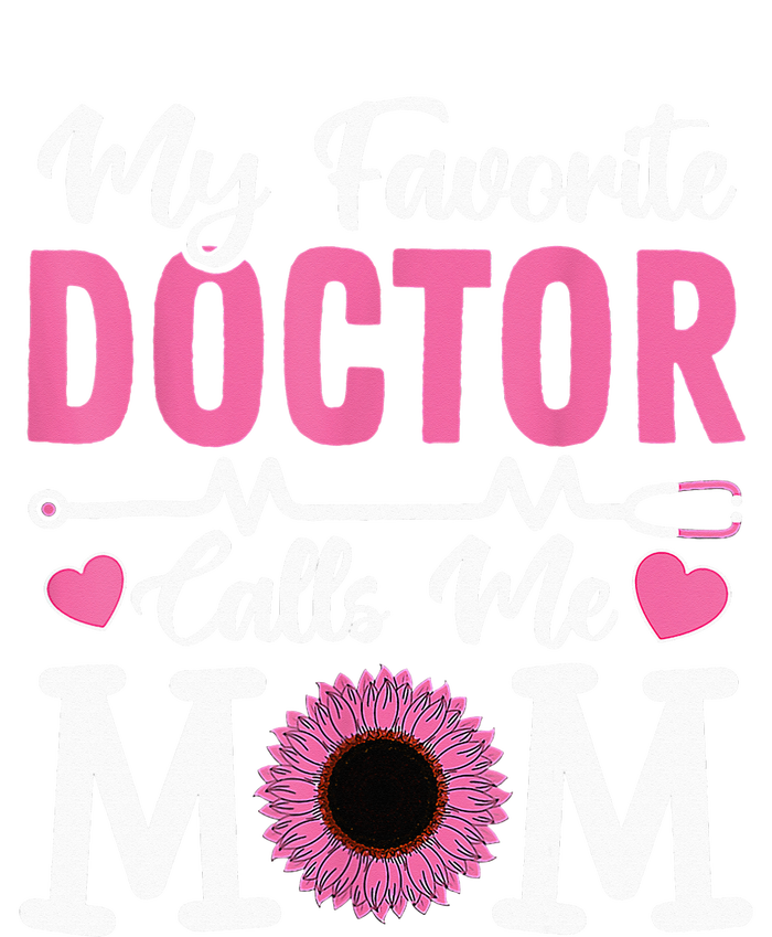 My Favorite Doctor Calls Me Mom Funny Doctor Mother's Day Striped Beanie with Solid Band