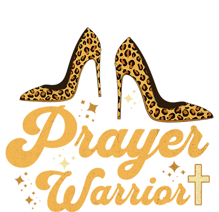 Christian Sayings Praying Quote Leopard Heels Prayer Warrior Cooling Performance Long Sleeve Crew