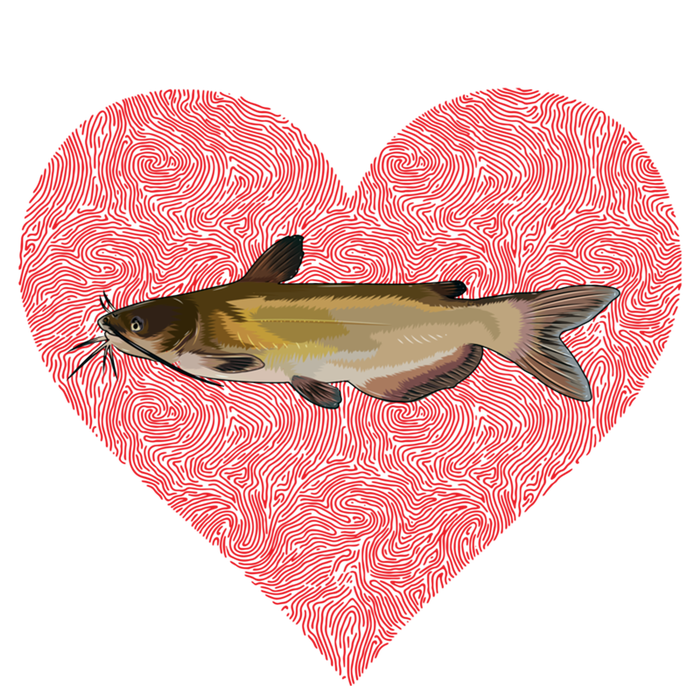 Channel Catfish Valentines Day Fish Love Fingerprint Funny Gift T-Shirt